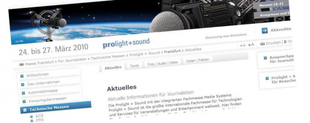 ProLight and Sound 2010 in Frankfurt – Ausstellerliste
